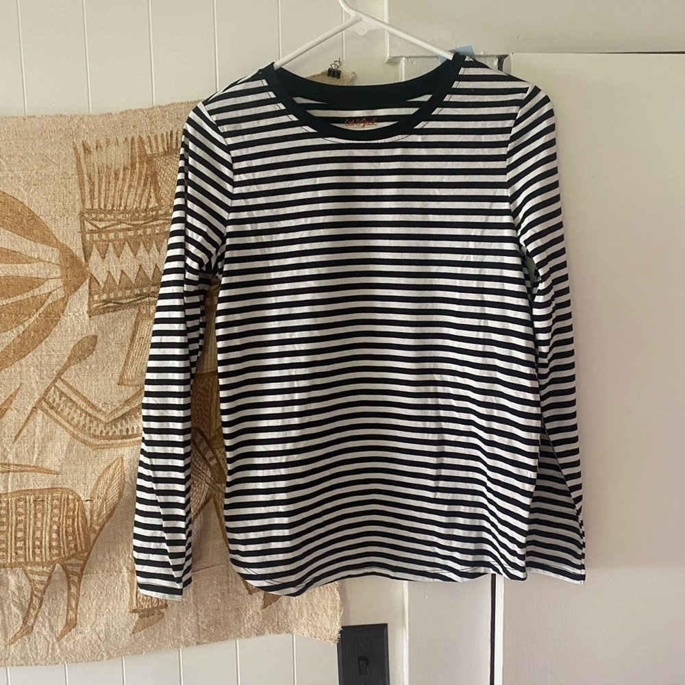 Cat & Jack Black and White Striped Long Sleeve Tee